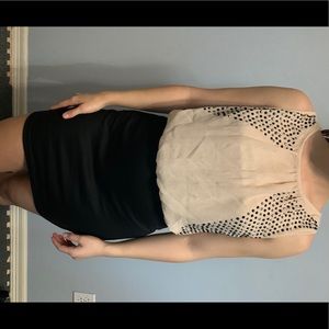 Beaded beige and black dress